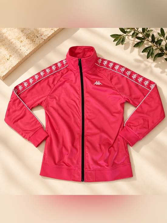 Kappa Jackets & Blazers - Kappa Girls Bright Pink Tape-Logo Track Jacket